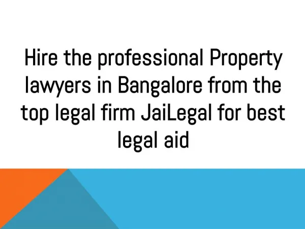 Property lawyers in Bangalore