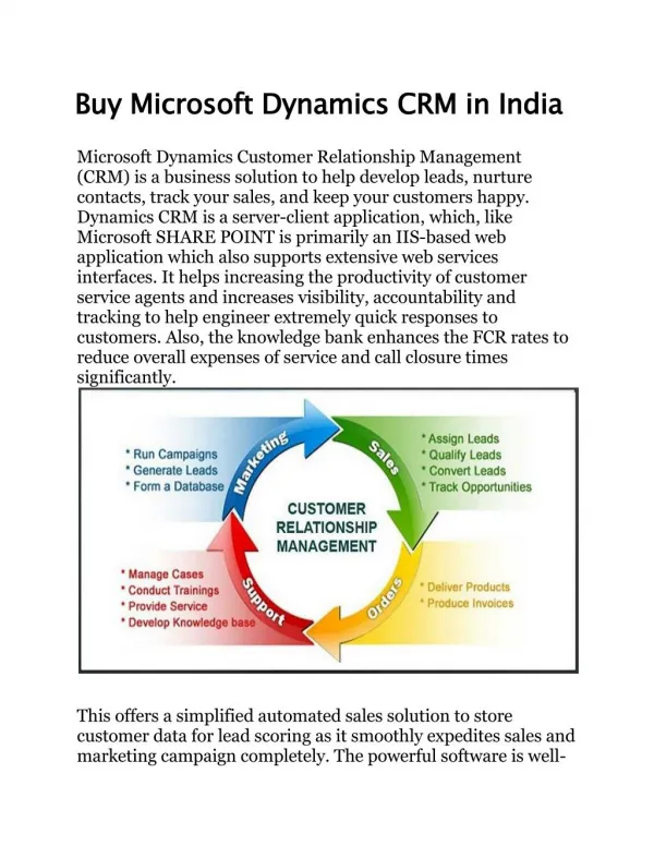 Buy Microsoft Dynamics CRM in India