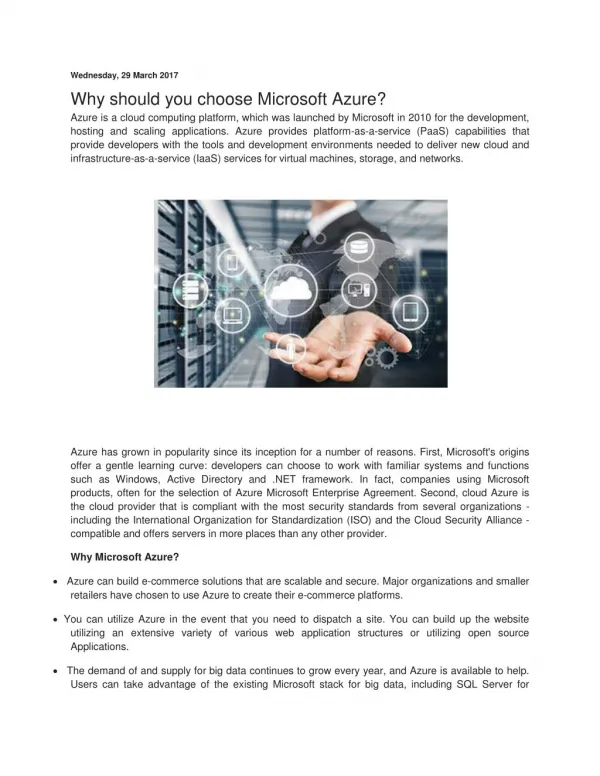 Why should you choose Microsoft Azure?