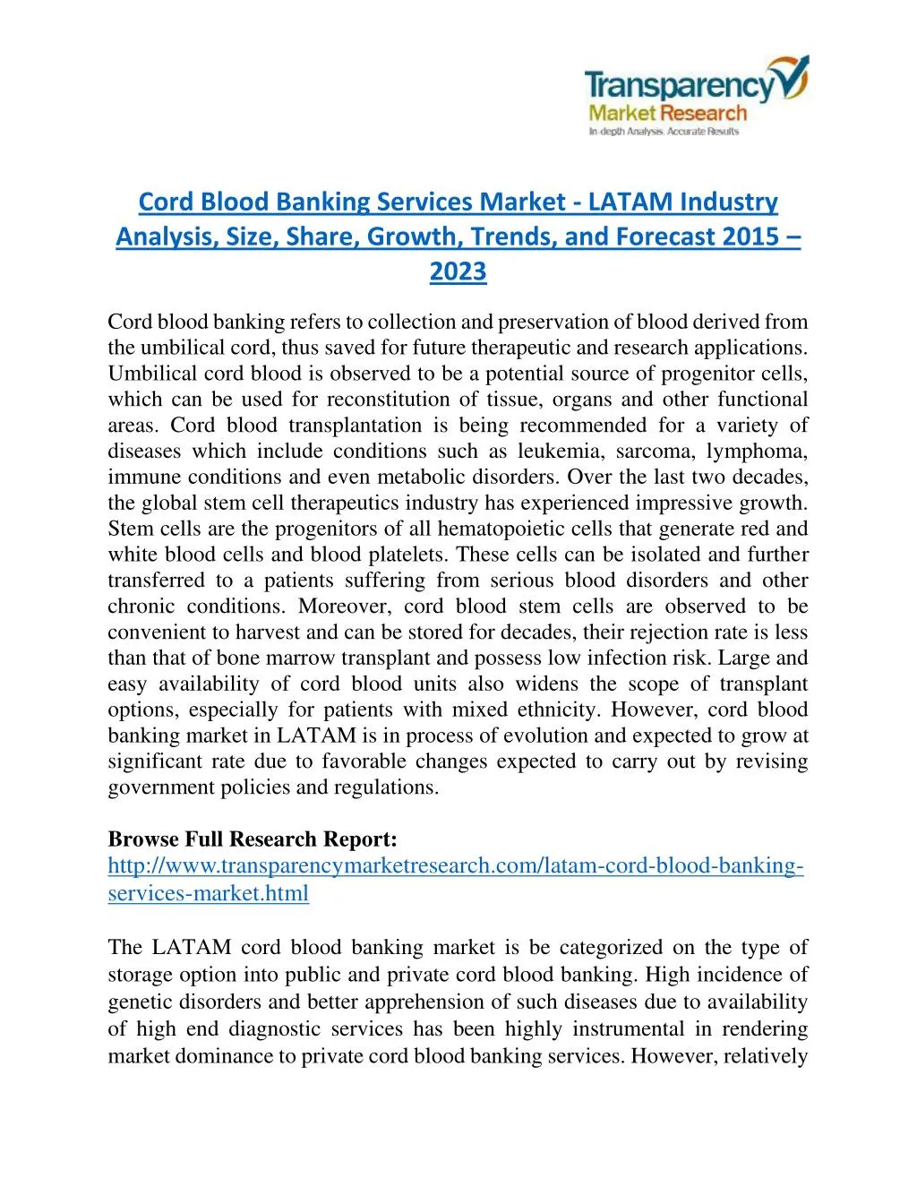 cord blood banking services market latam industry