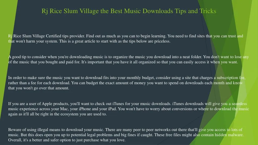 rj rice slum village the best music downloads tips and tricks