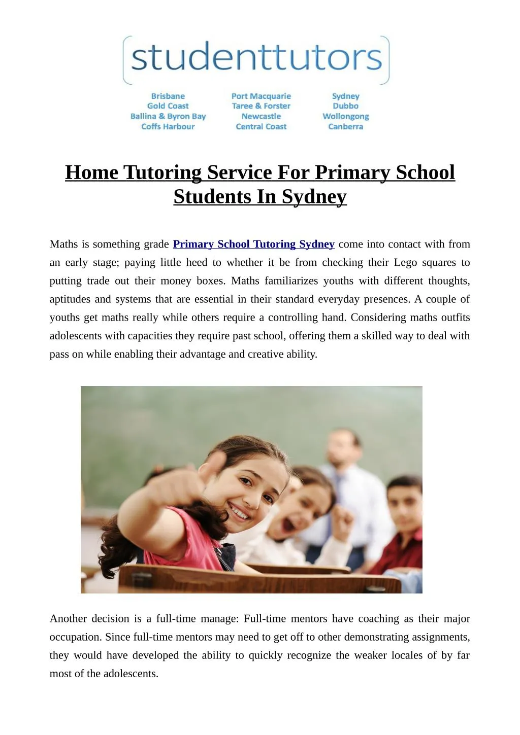 home tutoring service for primary school students