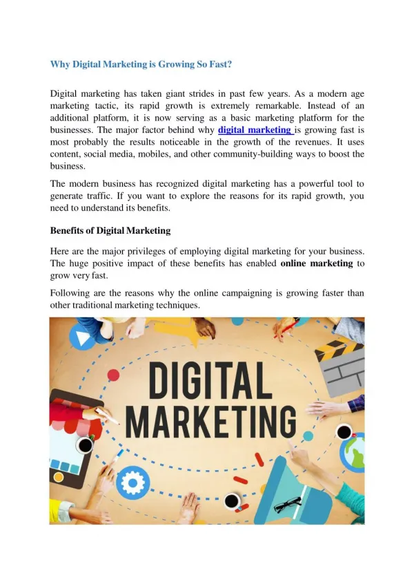Why Digital Marketing is Growing So Fast?
