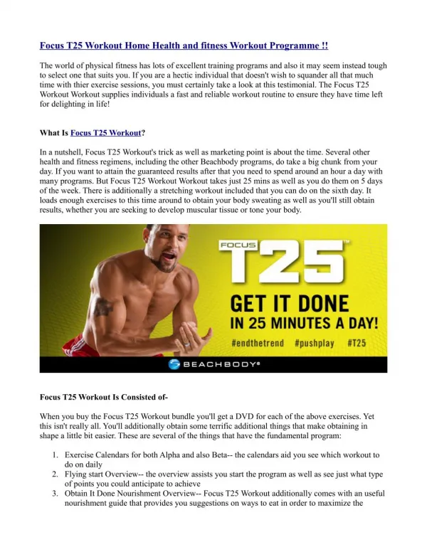Focus T25 Workout Home Health and fitness Workout Programme !!