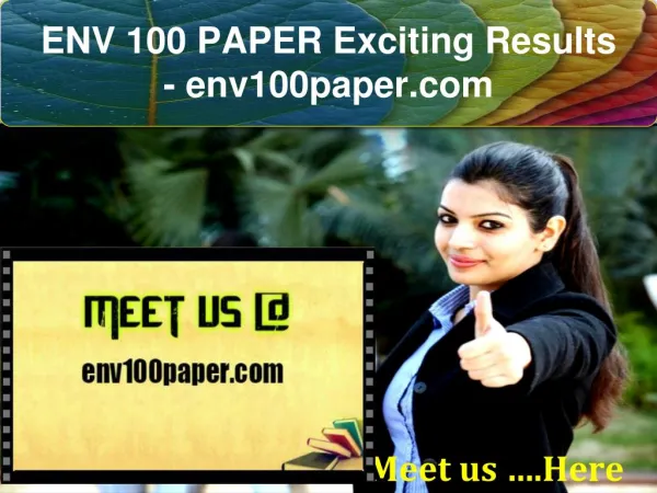 ENV 100 PAPER Exciting Results / env100paper.com