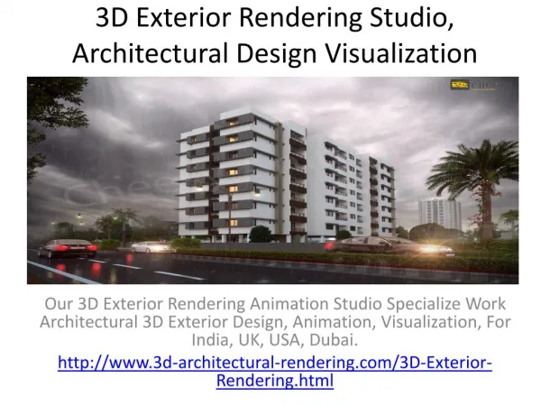 3D Exterior Rendering Studio, Architectural Design Visualization