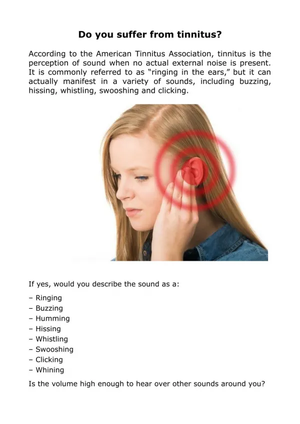 Do you suffer from tinnitus?