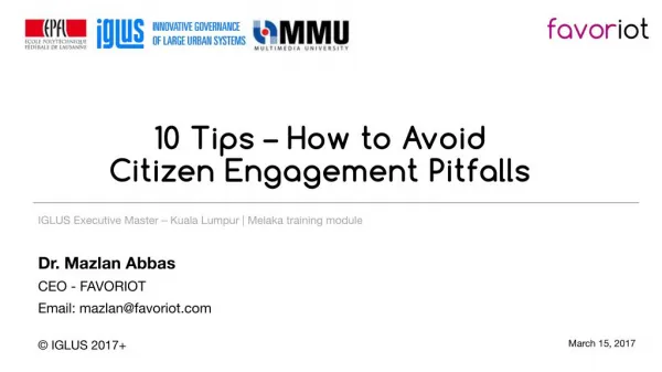 10 Tips - How To Avoid Citizen Engagement Pitfalls