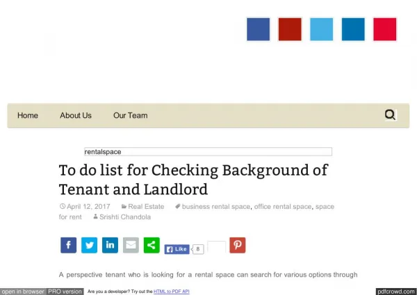 To do list for Checking Background of Tenant and Landlord