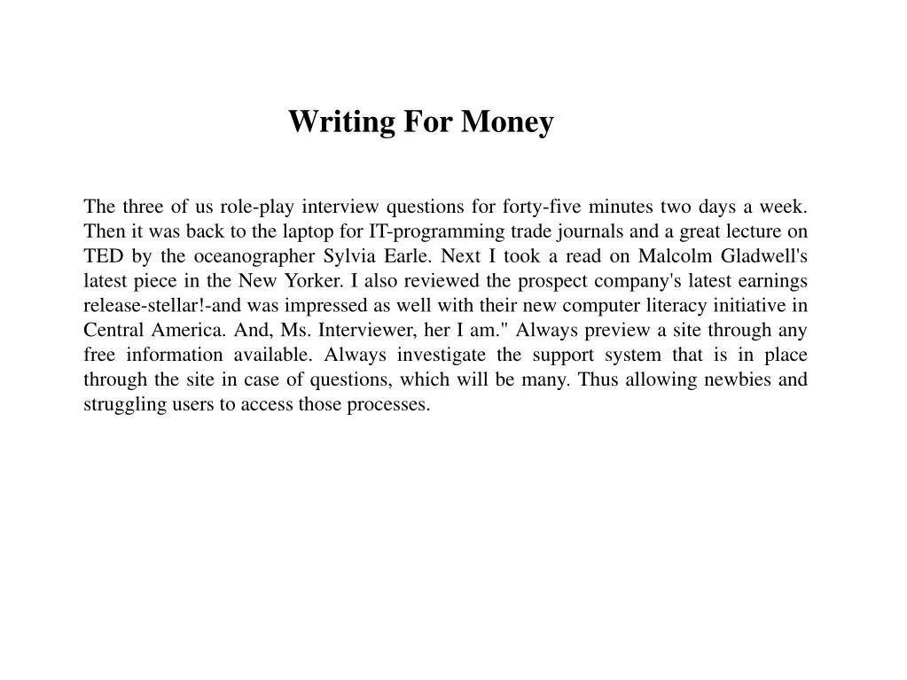 writing for money
