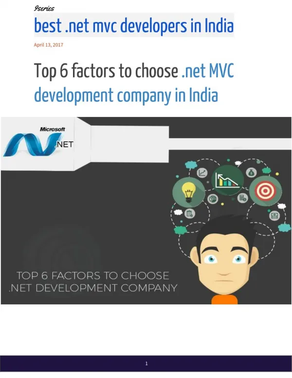 Top 6 factors to choose .net MVC development company in India - 9series