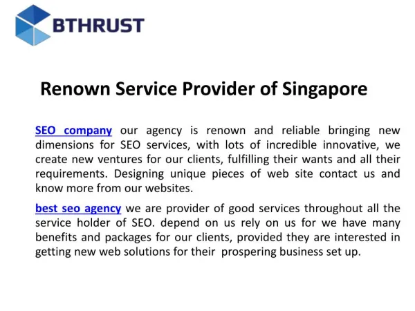 Renown service provider of singapore