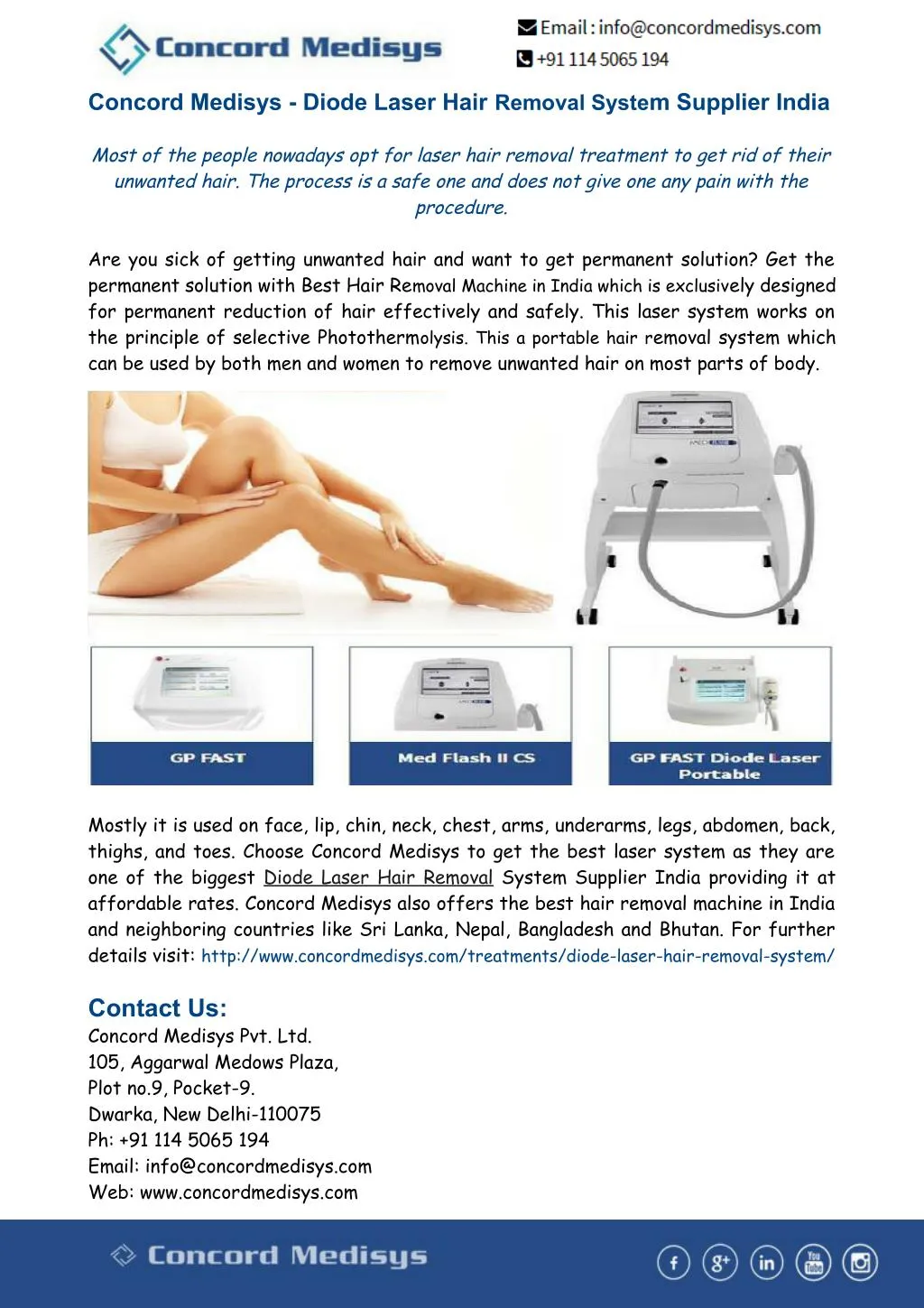concord medisys diode laser hair removal syste