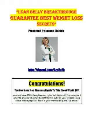 "LEAN BELLY BREAKTHROUGH GUARANTEE BEST WEIGHT LOSS SECRET" - slide 1