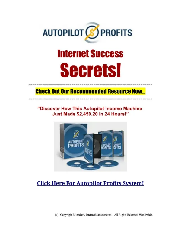 AUTOPILOT PROFITS - Internet Success Secrets!