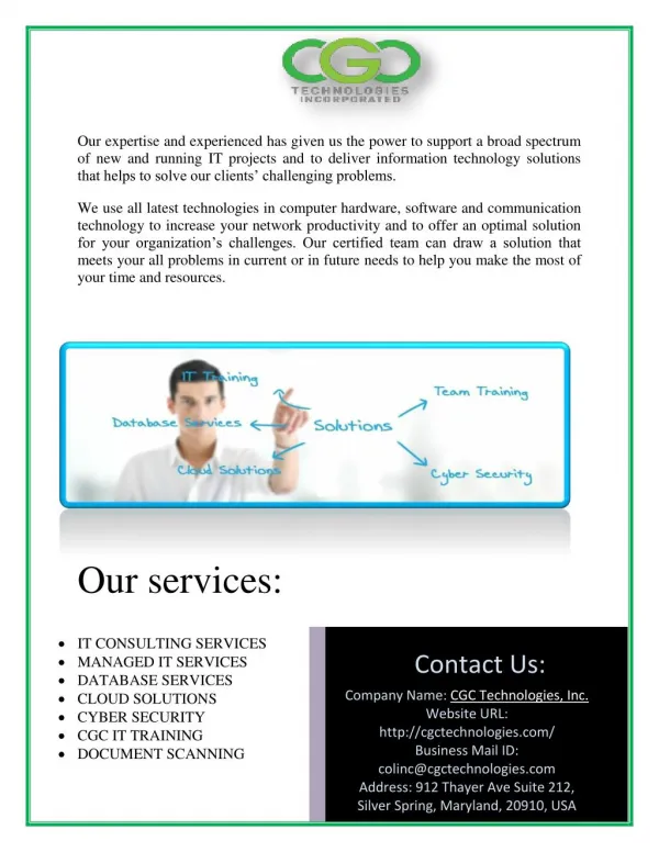 IT Consulting Services in Maryland & Washington Dc