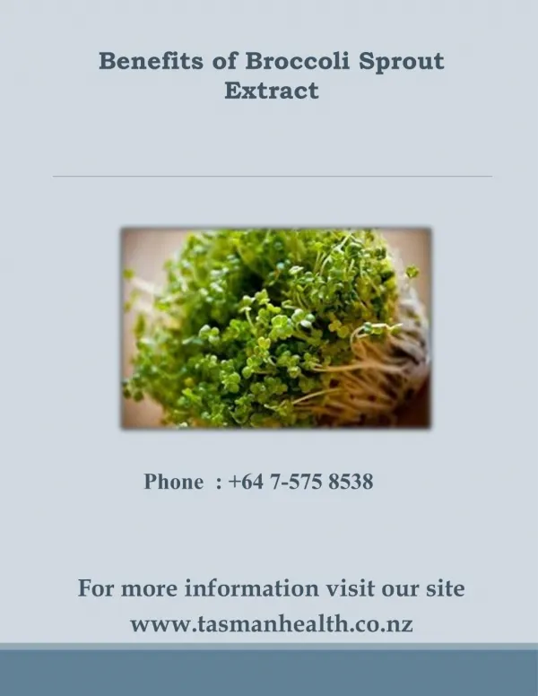 tasmanhealth.co.nz | Broccoli Sprout Extract