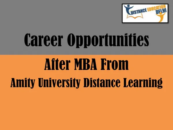 Career opportunities after MBA from Amity University distance learning