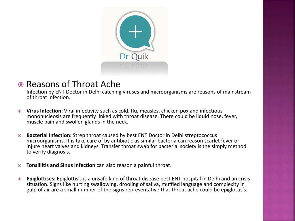 reasons of throat ache infection by ent doctor