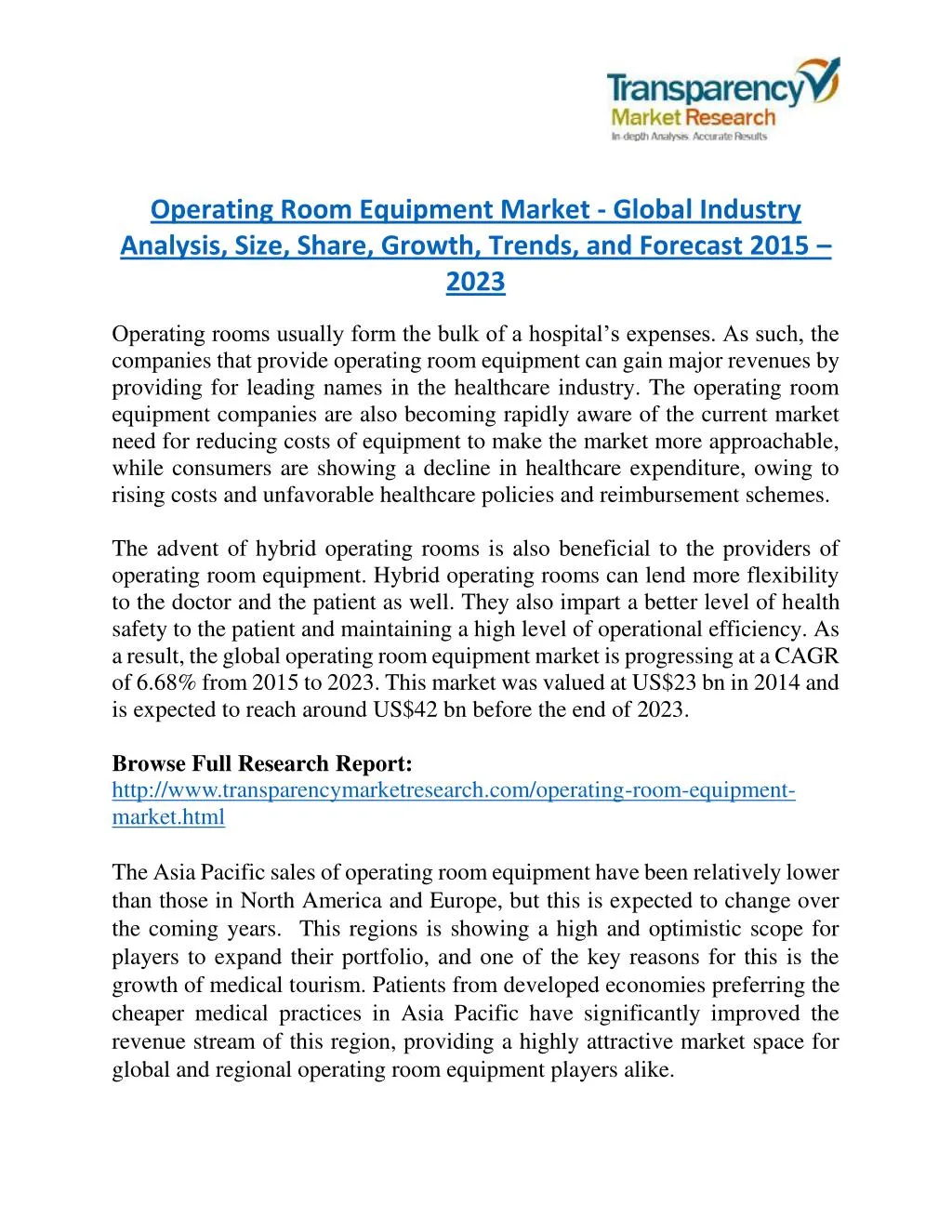 operating room equipment market global industry