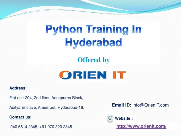 Python Training in Hyderabad - ORIEN IT