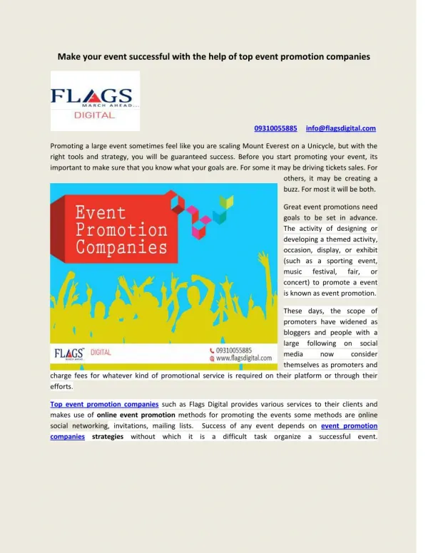 Make your event successful with the help of top event promotion companies