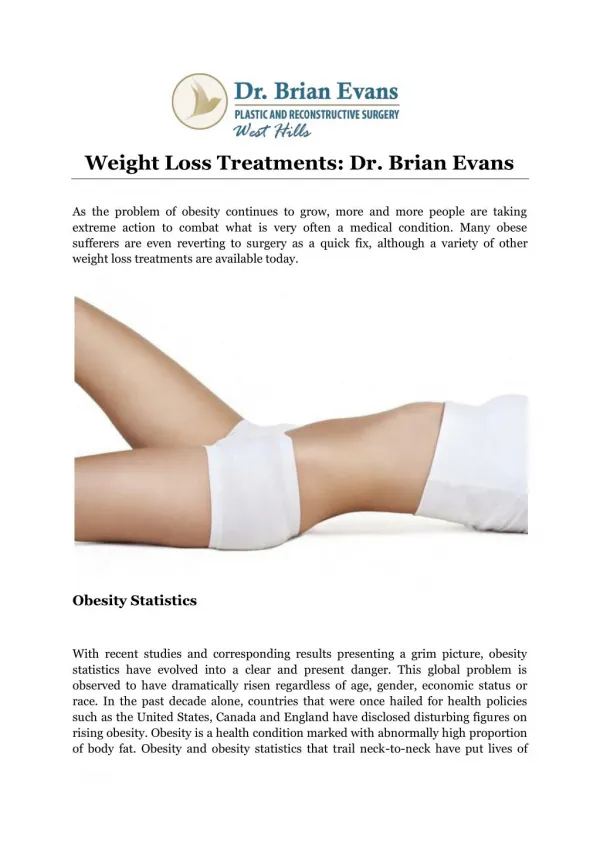 Weight Loss Treatments: Dr. Brian Evans