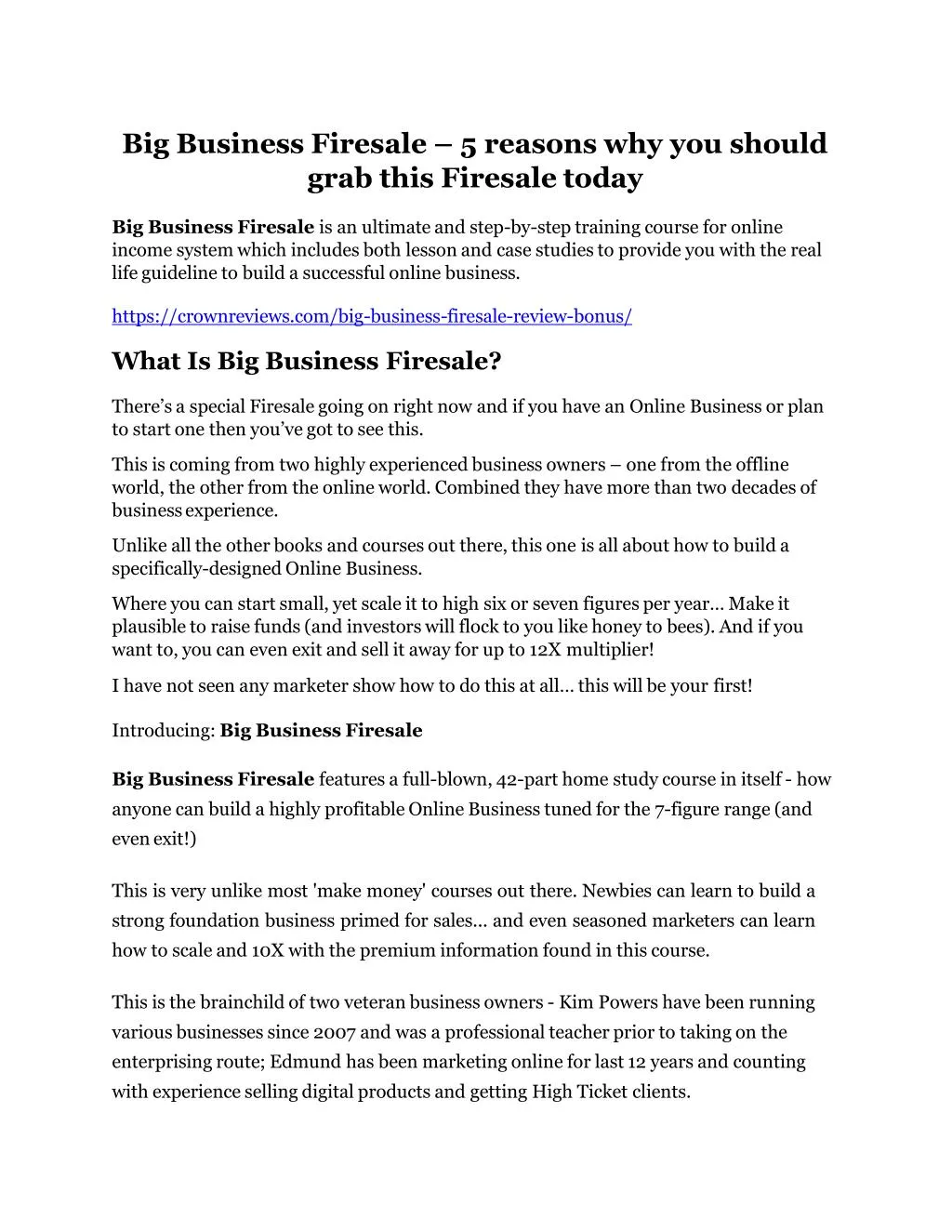 big business firesale 5 reasons why you should