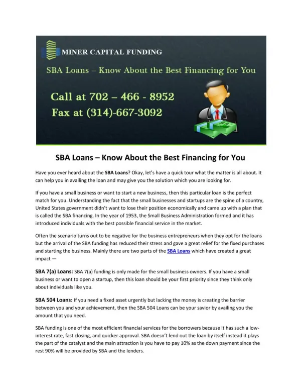 Few Ways to get a SBA Loan for your Business