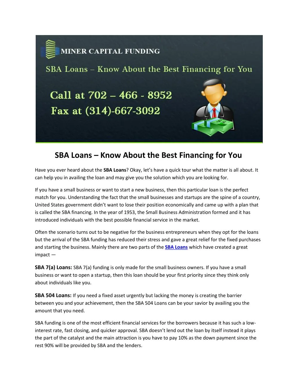 sba loans know about the best financing for you