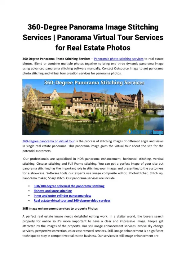 360-Degree Panorama Image Stitching Services | Panorama Virtual Tour Services for Real Estate Photos
