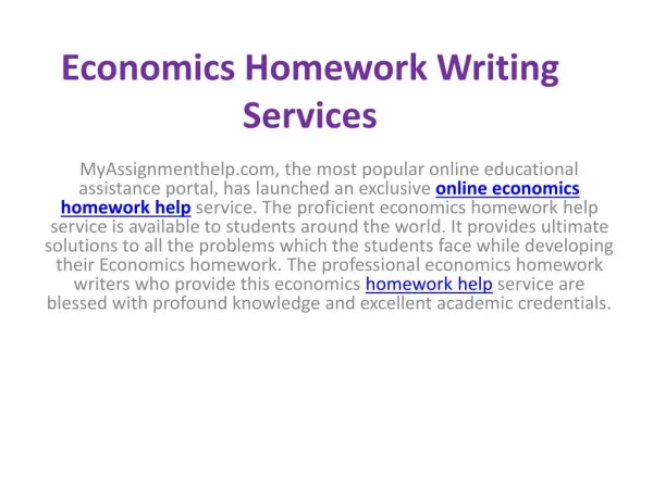 Economics Homework Writing Services