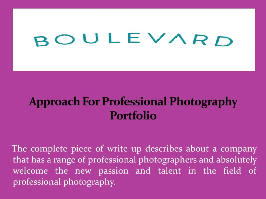 approach for professional photography portfolio
