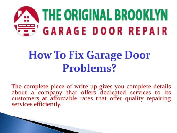 How To Fix Garage Door Problems?