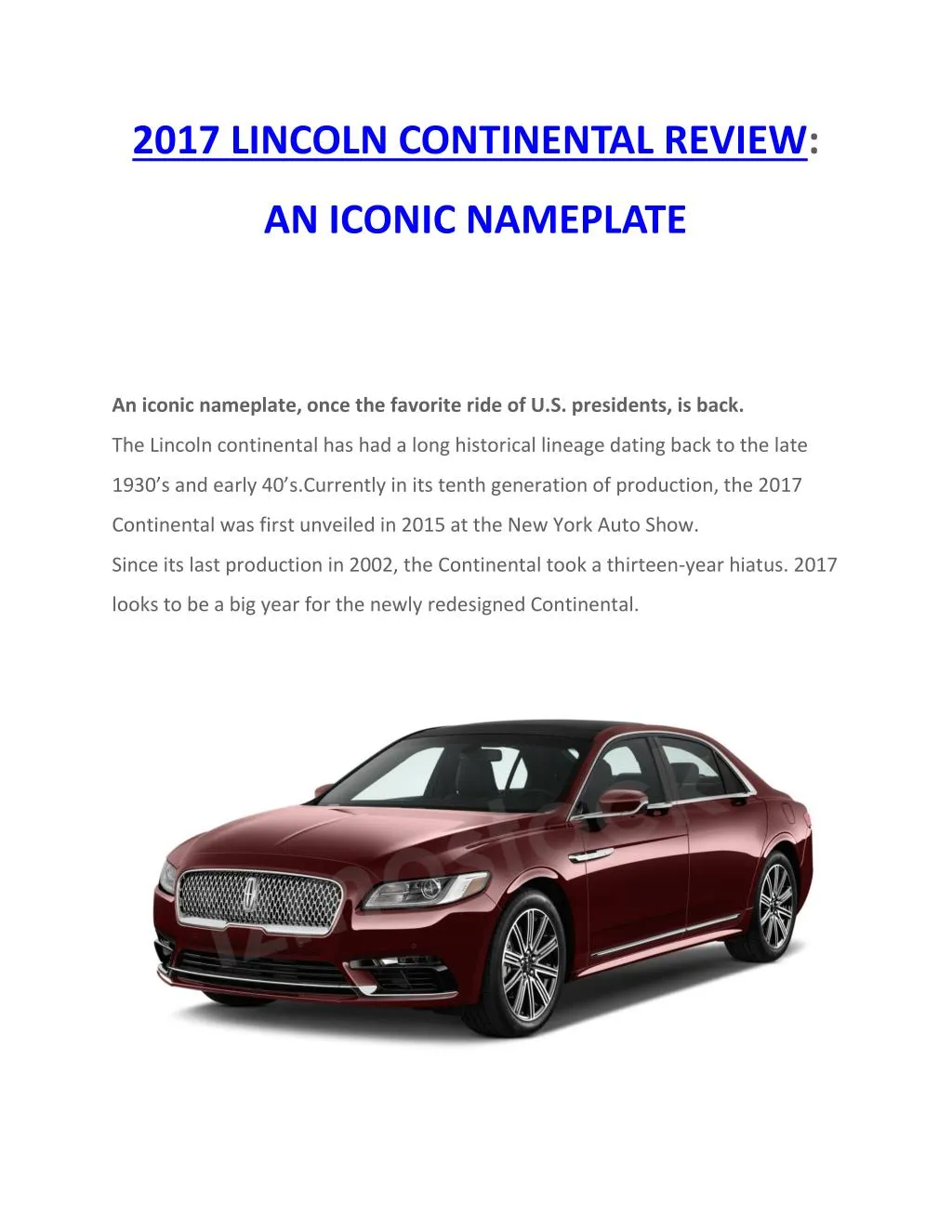 2017 lincoln continental review
