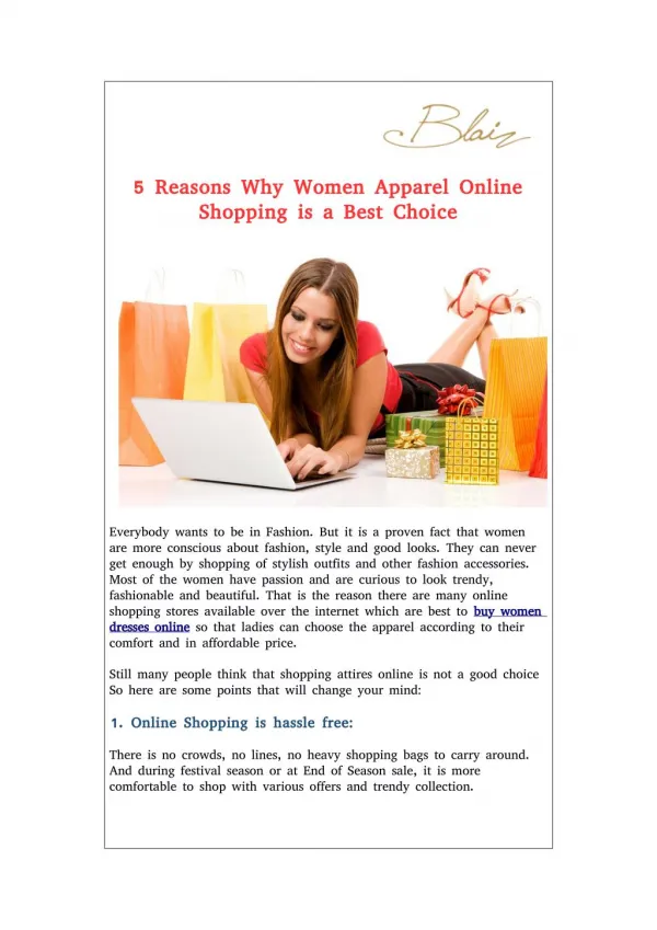 5 Reasons Why Women Apparel Online Shopping is a Best Choice
