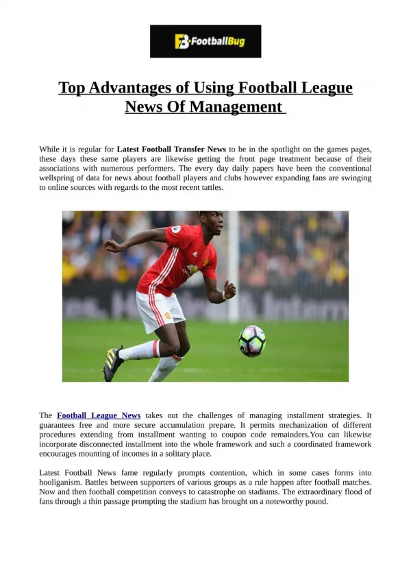 Top Advantages of Using Football League News Of Management