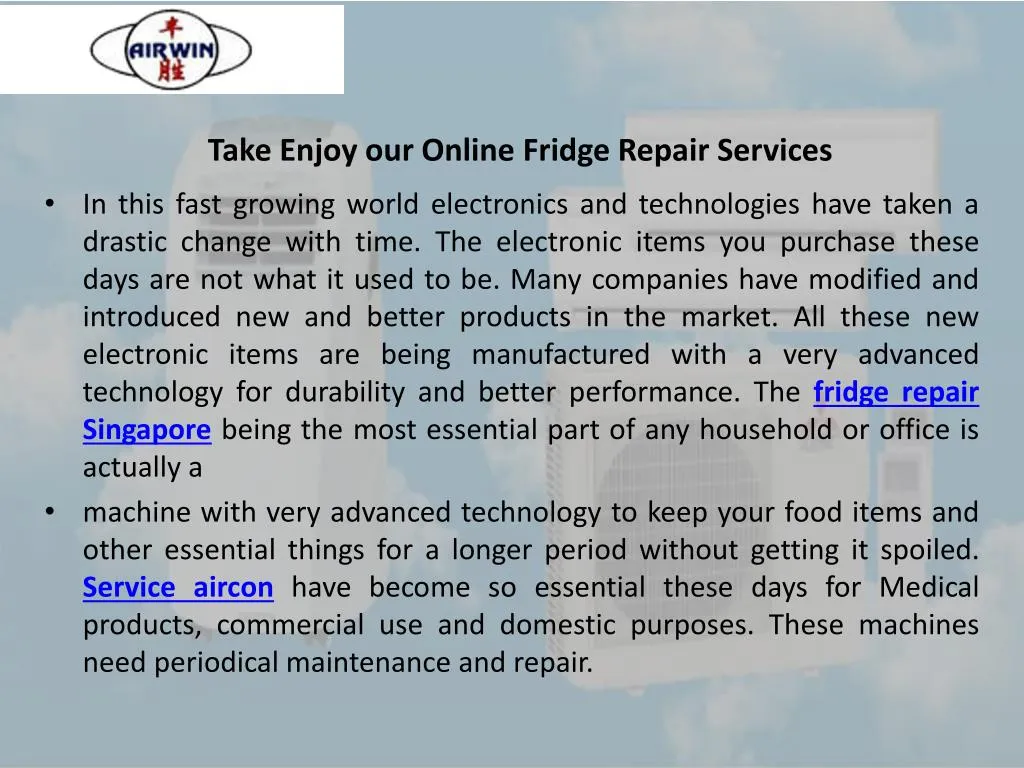 take enjoy our online fridge repair services