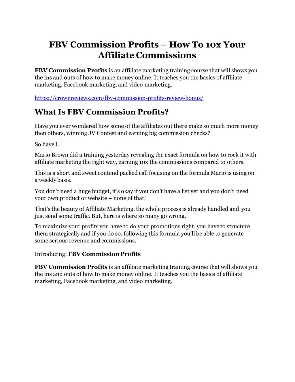 fbv commission profits how to 10x your affiliate