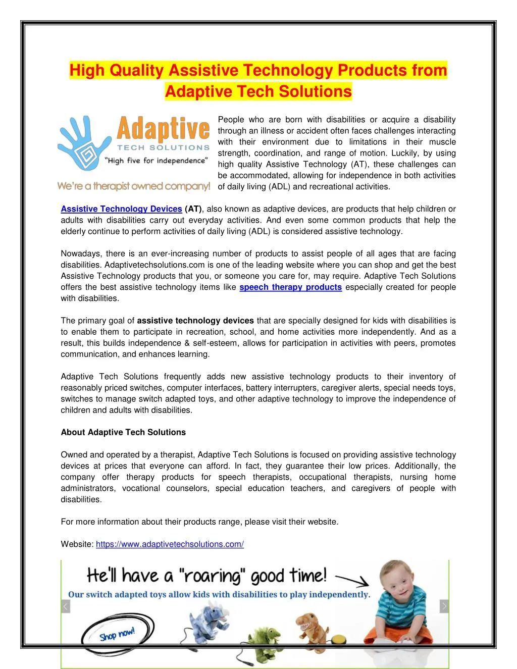 high quality assistive technology products from