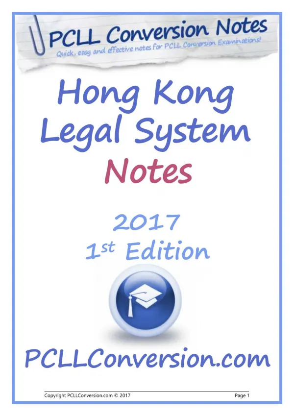 PCLL Conversion Exam Course and Read Contents of Hong Kong Legal System Notes