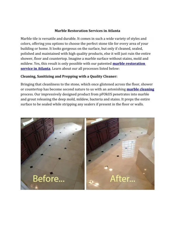 Marble Shower Restoration Services in Atlanta, GA