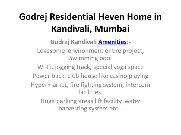 Godrej Residential Heven Home in Kandivali, Mumbai