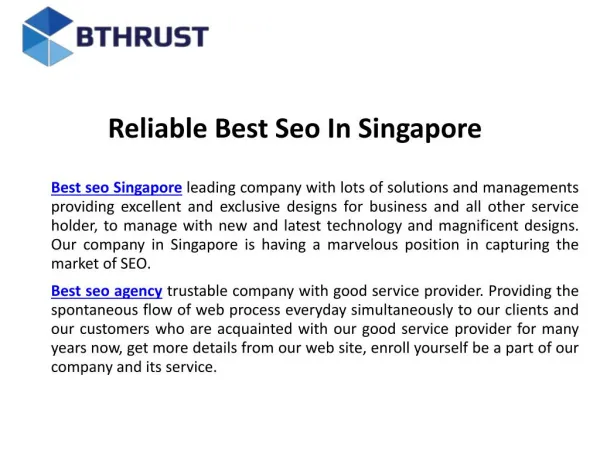 Reliable best seo in singapore