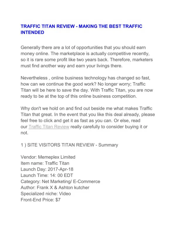 Traffic Titan Review