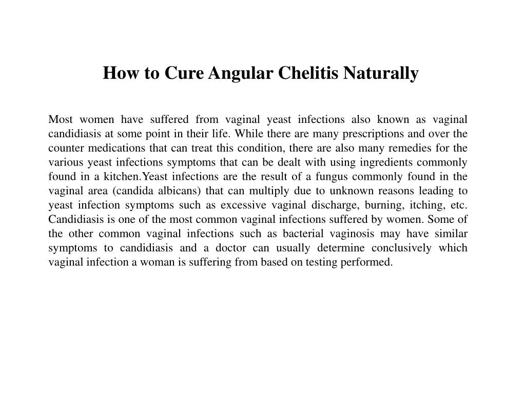 how to cure angular chelitis naturally
