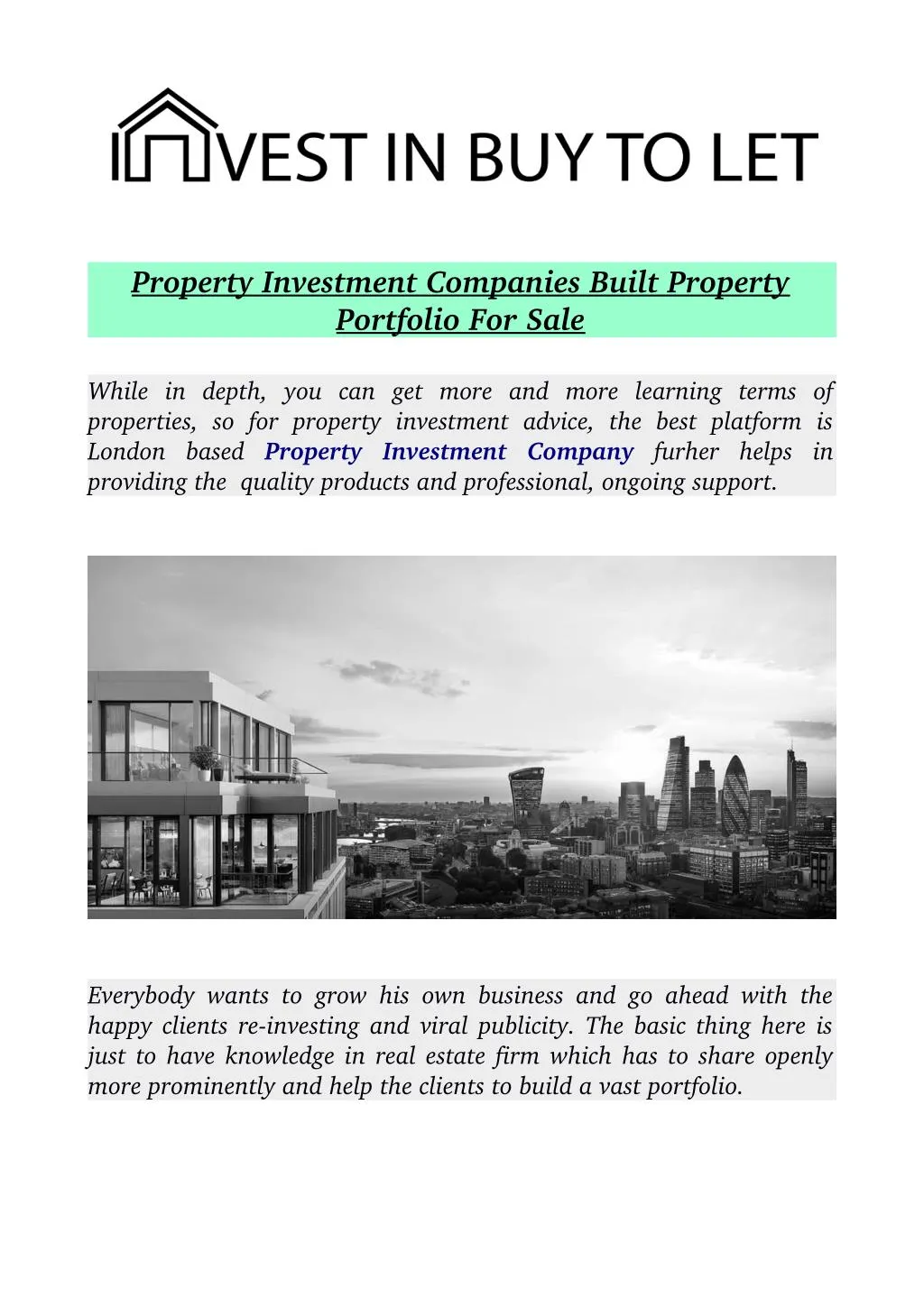 property investment companies built property