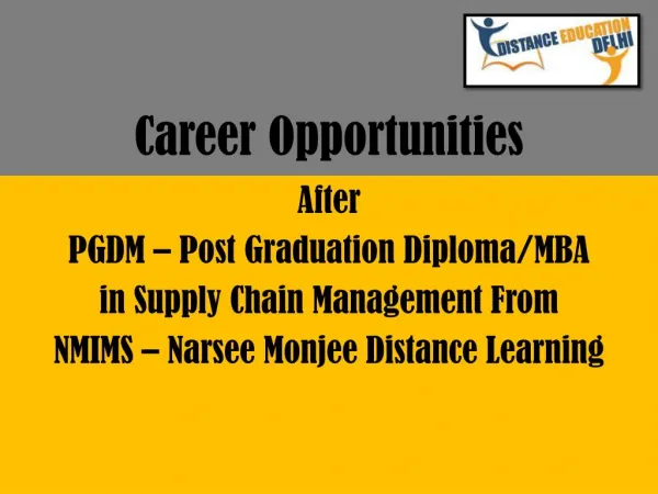 Career opportunities after Post graduation diploma in supply chain management from NMIMS