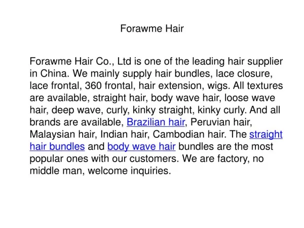 Forawme Hair Co., Ltd