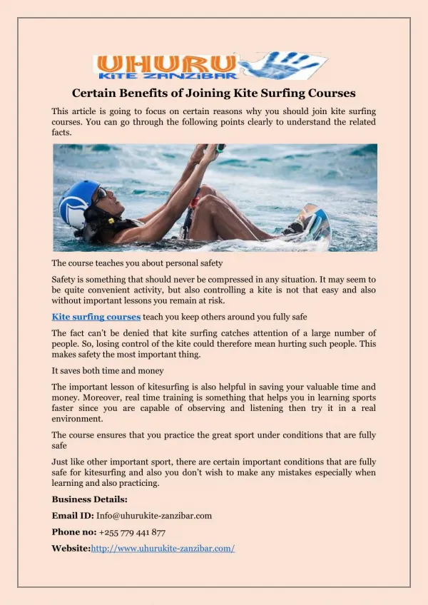 Certain Benefits Of Joining Kite Surfing Courses